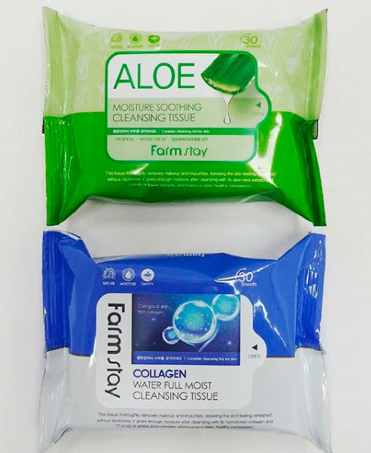 FarmStay Collagen Water Full Moist Cleansing Tissue Очищающие увлажняющие салфетки, 30 шт