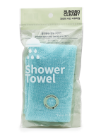 Sungbo Cleamy Мочалка для тела с плетением «Гофре» жёсткая голубая Cleamy Shine Shower Towel 20х95 см, 1 шт