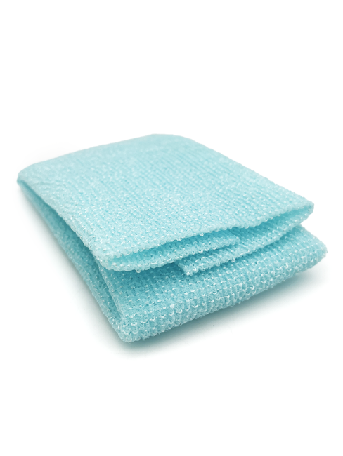 Sungbo Cleamy Мочалка для тела с плетением «Гофре» жёсткая голубая Cleamy Shine Shower Towel 20х95 см, 1 шт