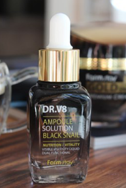 FarmStay DR-V8 Ampoule Solution Black Snail Ампульная сыворотка  с муцином черной улитки, 30 мл