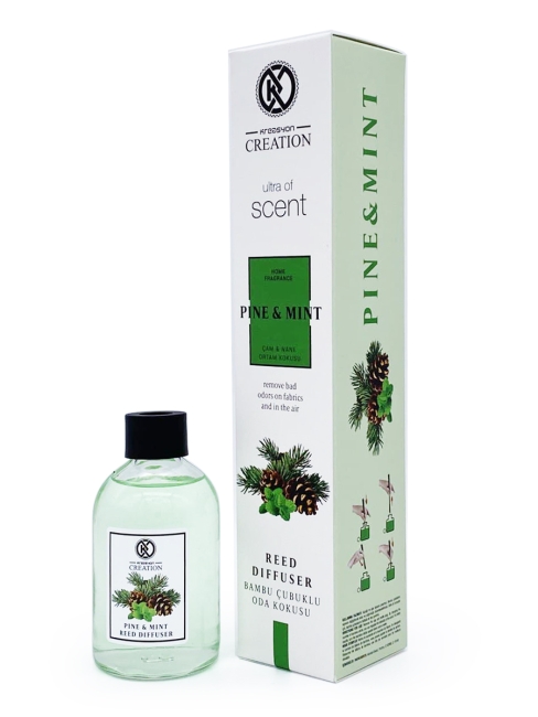 Kreasyon Аромадиффузор с палочками Хвоя и Мята Reed Diffuser Pine & Mint, 115 мл