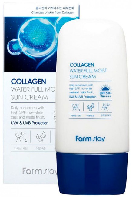 FarmStay Collagen Water Full Moist Sun Cream SPF 50+/PA++++ Солнцезащитный крем с коллагеном, 45 г
