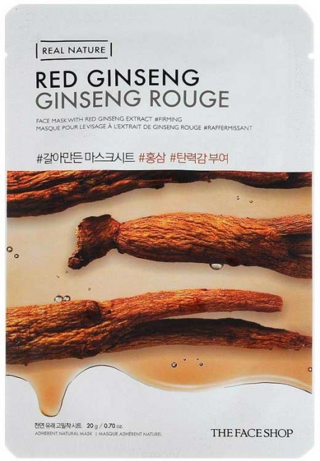 THE FACE SHOP Real Nature Red Ginseng Face Mask Тканевая маска для лица c экстрактом красного женьшеня, 20 г