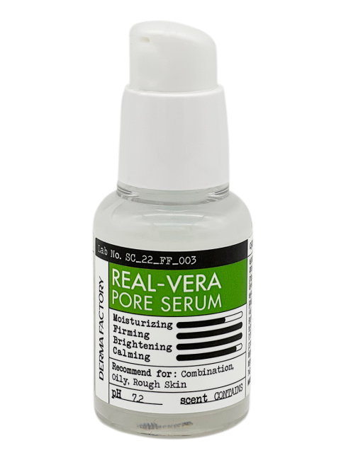 Derma Factory Сыворотка для сужения пор лица с Алоэ Вера Real Vera Pore Serum, 30 мл