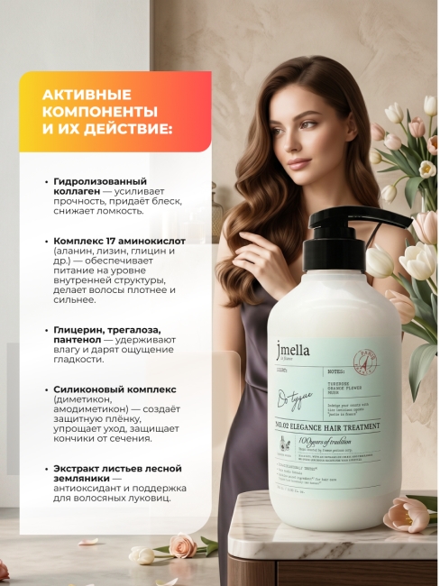 Jmella Парфюмированная маска-бальзам для волос Пышная тубероза In France Elegance Do Tyque Hair Treatment, 500 мл