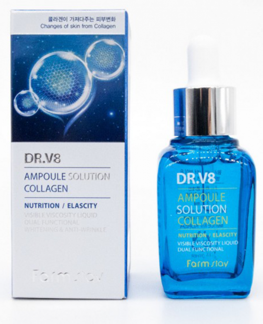 FarmStay DR-V8 Ampoule Solution Collagen Ампульная сыворотка с коллагеном, 30 мл
