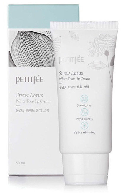 Petitfee Snow Lotus White Tone Up Cream Осветляющий крем для лица с Экстрактом Лотоса, 50 мл