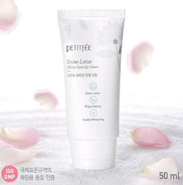 Petitfee Snow Lotus White Tone Up Cream Осветляющий крем для лица с Экстрактом Лотоса, 50 мл