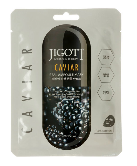 Jigott Caviar Real Ampoule Mask Ампульная маска с экстрактом Черной икры, 27 мл Jigott Caviar Real Ampoule Mask Ампульная маска с экстрактом Черной икры, 27 мл