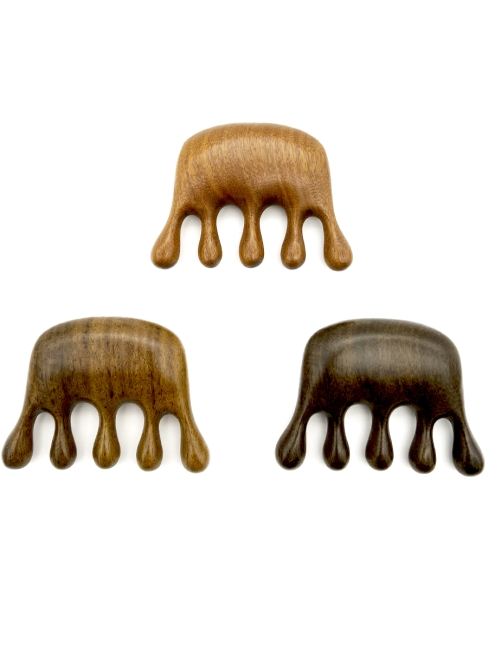 Гребень гуаша для массажа головы и тела Антистресс из полированного сандалового дерева Медуза, 8,5 х 6 см