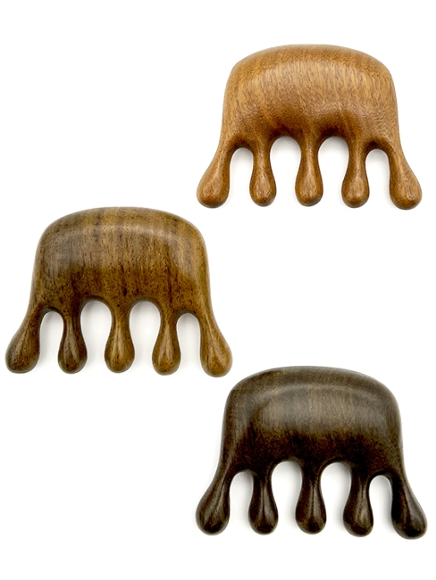 Гребень гуаша для массажа головы и тела Антистресс из полированного сандалового дерева Медуза, 8,5 х 6 см