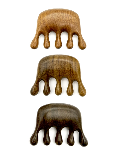 Гребень гуаша для массажа головы и тела Антистресс из полированного сандалового дерева Медуза, 8,5 х 6 см