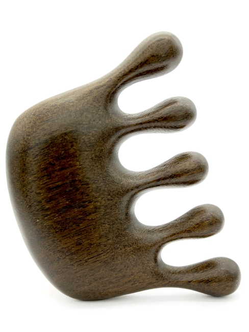 Гребень гуаша для массажа головы и тела Антистресс из полированного сандалового дерева Медуза, 8,5 х 6 см