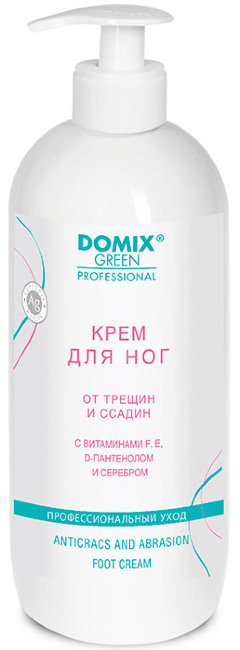 Domix Крем для ног от трещин и ссадин с витаминами F,E,D-пантенолом и наносеребром, 1 л