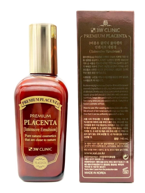 3W Clinic Омолаживающая эмульсия с экстрактом плаценты Premium Placenta Intensive Emulsion, 145 мл