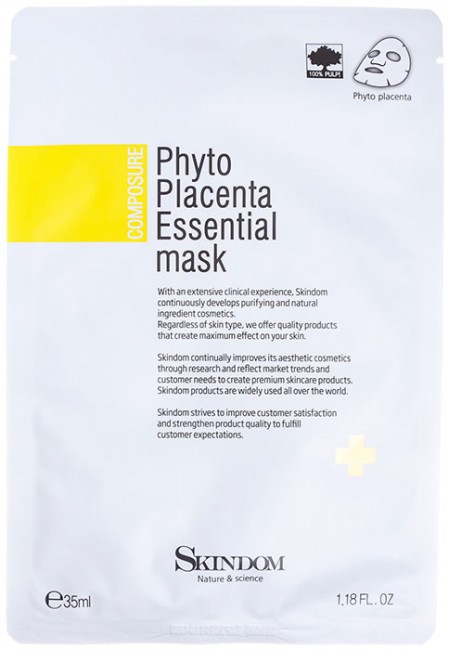 Skindom Рhyto Placenta Essential Mask Маска Тканевая с Фитоплацентой, 35 мл Skindom Рhyto Placenta Essential Mask Маска Тканевая с Фитоплацентой, 35 мл
