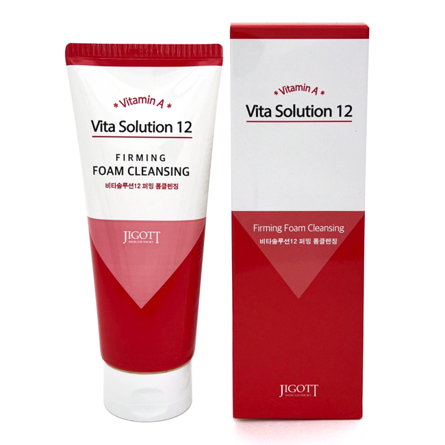 Jigott Пенка для умывания с витамином A Vita Solution 12 Firming Foam Cleansing, 180 мл