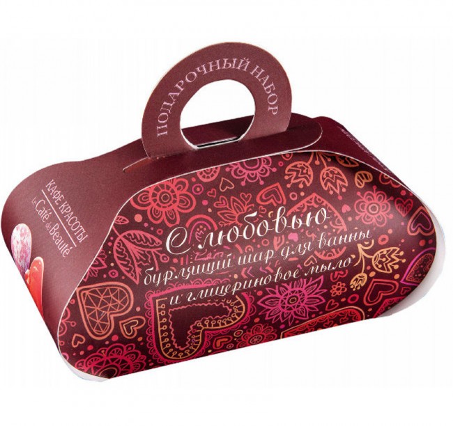 Кафе Красоты Подарочный набор "С любовью", мыло глицериновое 80 г + бурлящий шар 110 г