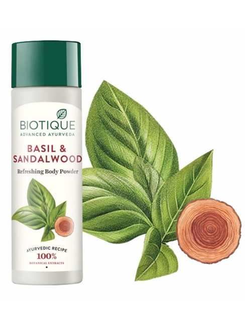 Biotique Пудра для тела освежающая с базиликом и сандаловым деревом Bio Basil & Sandalwood Refreshing Body Powder, 150 г Biotique Пудра для тела освежающая с базиликом и сандаловым деревом Bio Basil & Sandalwood Refreshing Body Powder, 150 г