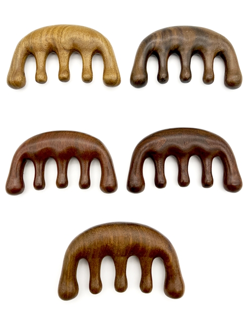 Гребень гуаша для массажа головы и тела Антистресс из полированного сандалового дерева Меридиан, 9,8 х 6 см