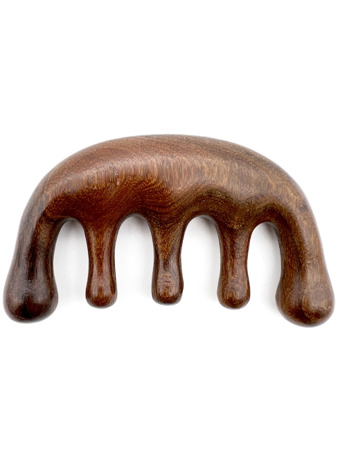 Гребень гуаша для массажа головы и тела Антистресс из полированного сандалового дерева Меридиан, 9,8 х 6 см