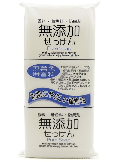 Nihon Detergent Мыло кусковое натуральное без добавок для всей семьи No Added Pure Soap, 3х100 г