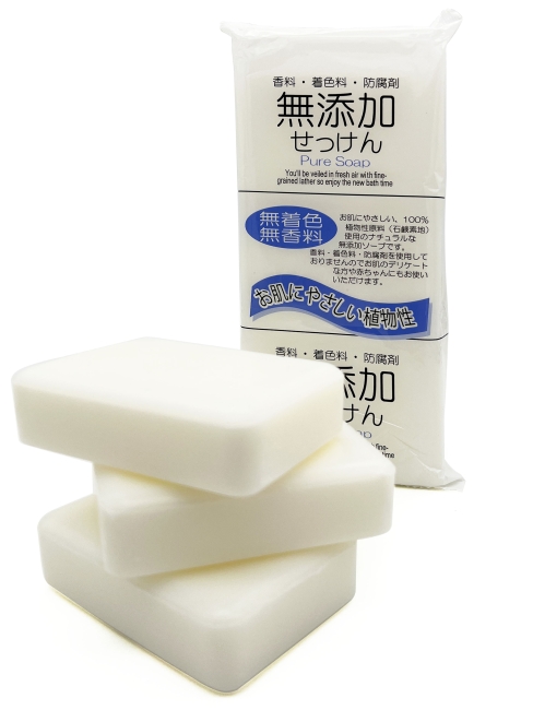 Nihon Detergent Мыло кусковое натуральное без добавок для всей семьи No Added Pure Soap, 3х100 г