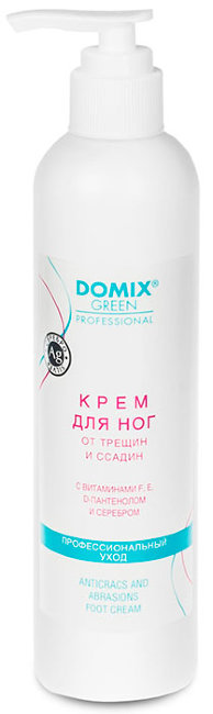 Domix Крем для ног от трещин и ссадин с витаминами F,E,D-пантенолом и наносеребром, 250 мл Domix Крем для ног от трещин и ссадин с витаминами F,E,D-пантенолом и наносеребром, 250 мл