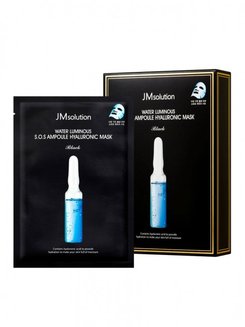 JMsolution Тканевая маска увлажняющая с гиалуроновой кислотой Water Luminous S.O.S Ampoule Hyaluronic Mask Black, 30мл