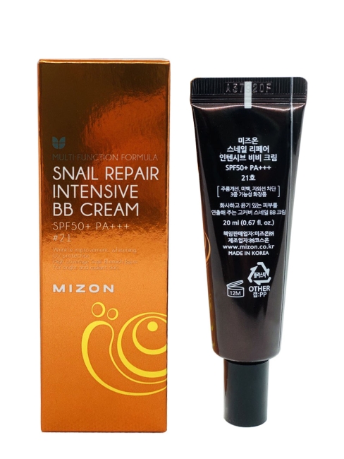 MIZON ББ-крем с экстрактом муцина улитки Snail Repair Intensive BB Cream SPF50+ РА+++ #21, 20 мл