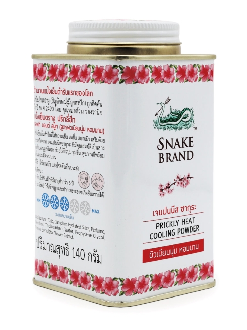 Snake Brand Тальк для тела охлаждающий Японская сакура Japanese Sakura Prickly Heat Cooling Powder, 140 г