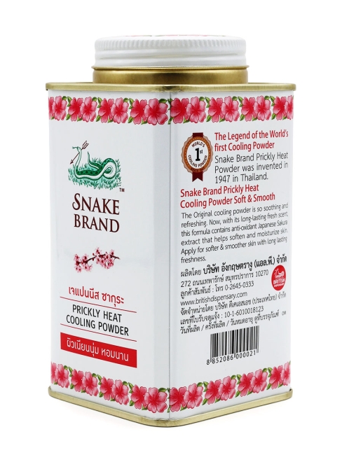 Snake Brand Тальк для тела охлаждающий Японская сакура Japanese Sakura Prickly Heat Cooling Powder, 140 г
