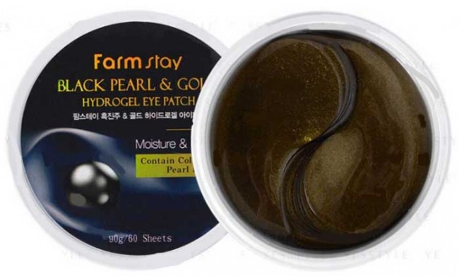 FarmStay Black Pearl & Gold Hydrogel Eye Patch Гидрогелевые патчи с золотом и черным жемчугом, 60 шт