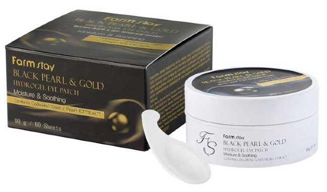 FarmStay Black Pearl & Gold Hydrogel Eye Patch Гидрогелевые патчи с золотом и черным жемчугом, 60 шт