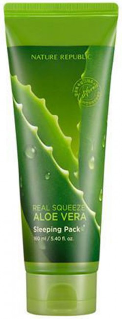 NATURE REPUBLIC Real Squeeze Aloe Vera Sleeping Pack Ночная маска с экстрактом алоэ, 160 мл NATURE REPUBLIC Real Squeeze Aloe Vera Sleeping Pack Ночная маска с экстрактом алоэ, 160 мл
