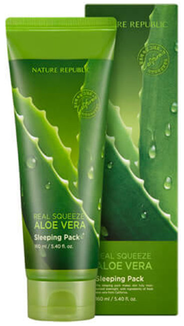 NATURE REPUBLIC Real Squeeze Aloe Vera Sleeping Pack Ночная маска с экстрактом алоэ, 160 мл NATURE REPUBLIC Real Squeeze Aloe Vera Sleeping Pack Ночная маска с экстрактом алоэ, 160 мл