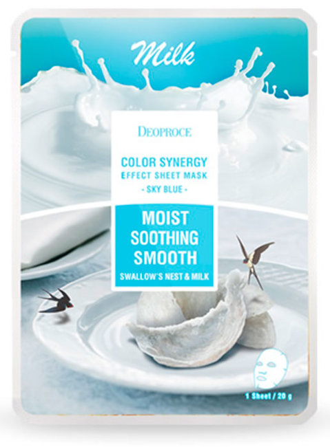 Deoproce Маска с молочными протеинами и гнездом ласточки Color Synergy Effect Sheet Mask Sky Blue, 20 г