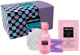 Кафе красоты Le Cafe Mimi Подарочный набор для ухода за телом "Beauty Box", 150 мл + 100 г + 100 г + мочалка Кафе красоты Le Cafe Mimi Подарочный набор для ухода за телом "Beauty Box", 150 мл + 100 г + 100 г + мочалка