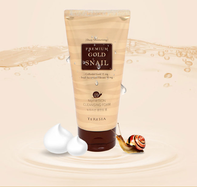 Teresia Premium Gold Snail Nutrition Cleansing Foam Очищающая пенка с фильтратом улиточного муцина и коллоидным золотом, 150 г