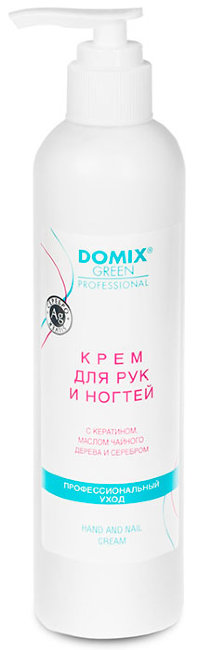 Domix Крем для рук и ногтей с кератином, маслом чайного дерева и серебром, 250 мл
