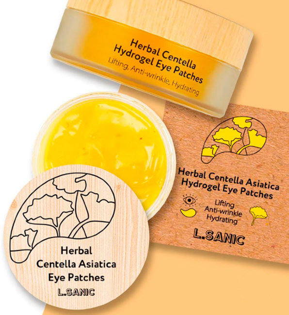 L'Sanic Herbal Centella Asiatica Hydrogel Eye Patches Гидрогелевые патчи с экстрактом центеллы, 1,4 г х 60 шт