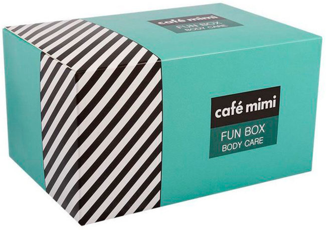 Кафе красоты Le Cafe Mimi Подарочный набор для ухода за телом "Fun Box", 100 мл + 100 г + 100 г + мочалка