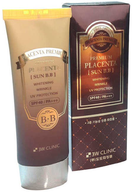 3W Clinic Premium Placenta Sun BB Cream SPF40/PA+++ Омолаживающий ВВ крем с экстрактом плаценты, 70 мл