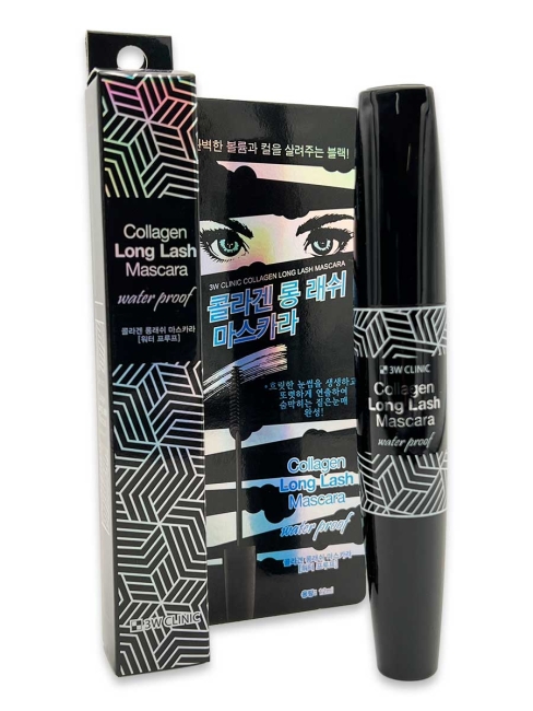 3W Clinic Тушь для ресниц водостойкая с коллагеном Collagen Long Lash Mascara, 12 мл