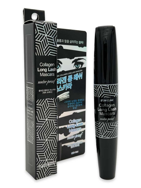 3W Clinic Тушь для ресниц водостойкая с коллагеном Collagen Long Lash Mascara, 12 мл