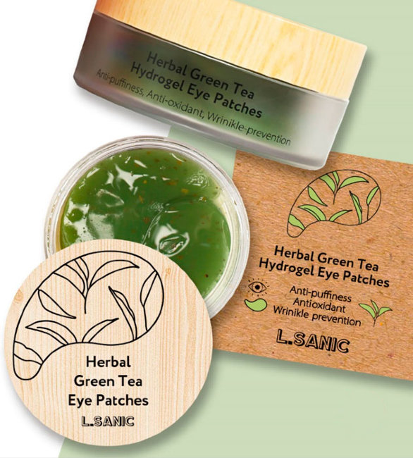 L'Sanic Herbal Green Tea Hydrogel Eye Patches Гидрогелевые патчи с экстрактом зеленого чая, 1,4 г х 60 шт