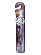 Mukunghwa Зубная щётка со сверхтонкой щетиной разной длины с анионами, мягкая Голубая Xyldent Black Crystal Blue, 1 шт