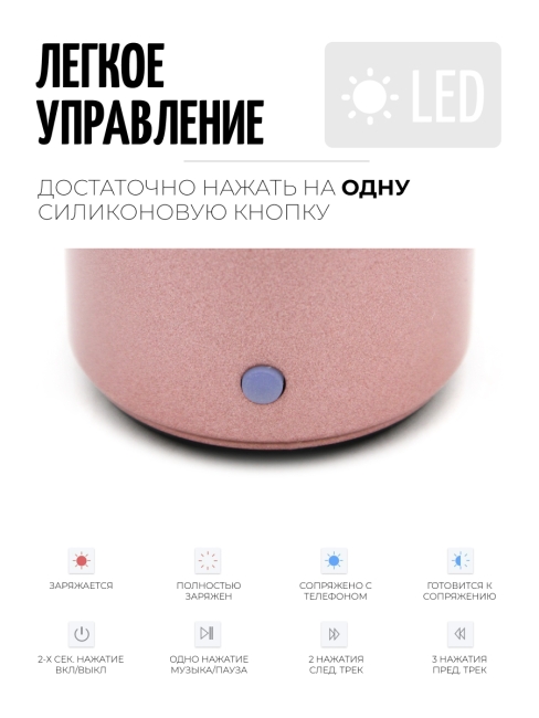 EWA Lipusen Портативная Bluetooth колонка розовая A106 Pro Pink, 3 Вт
