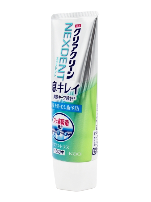 KAO Зубная паста от кариеса и запаха с микрогранулами цитрус Clear Clean Nexdent Breath Kirei Aqua Citrus, 110 г