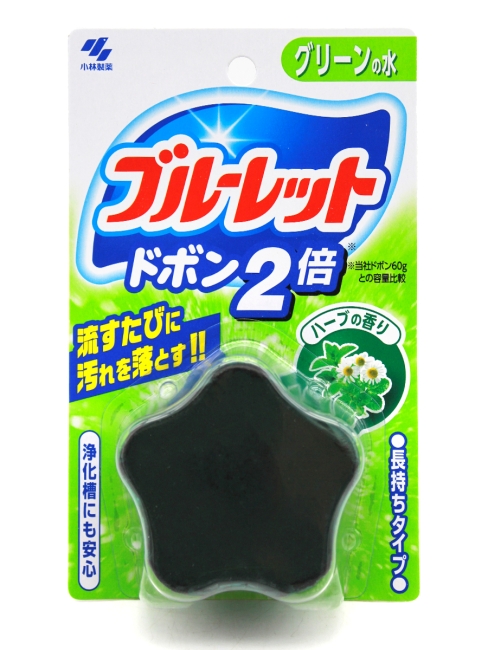 Kobayashi Таблетка для бачка унитаза с эффектом окрашивания воды (двойная) Травы Bluelet Dobon W, 120 г